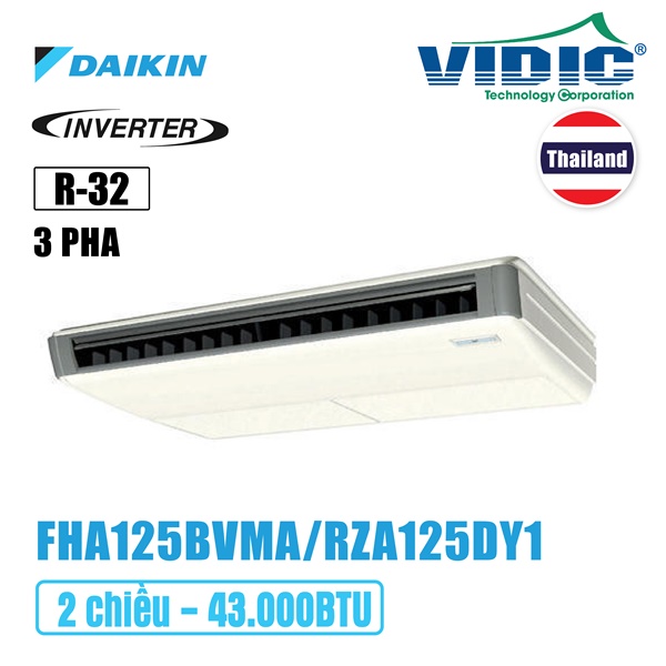 Điều hoà áp trần Daikin Inverter 2 chiều 3 pha 43000BTU FHA125BVMA khiển xa